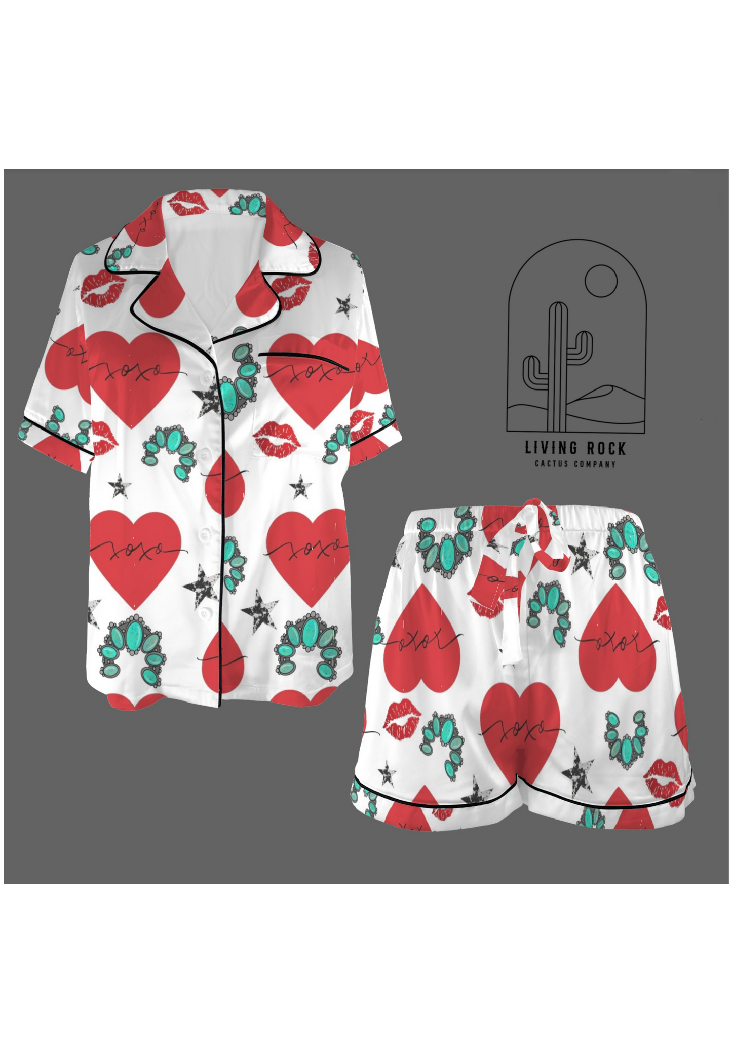 Satin PJ Set-Hearts