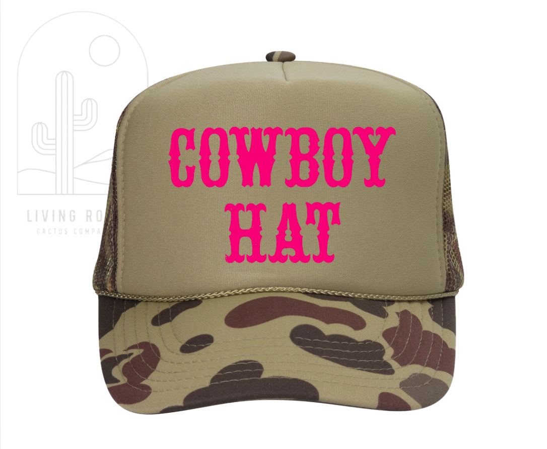 COWBOY HAT PINK TRUCKER HAT
