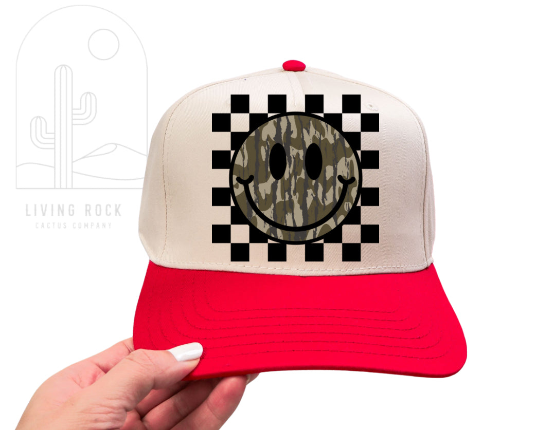 CAMO CHECKERED TRUCKER HAT