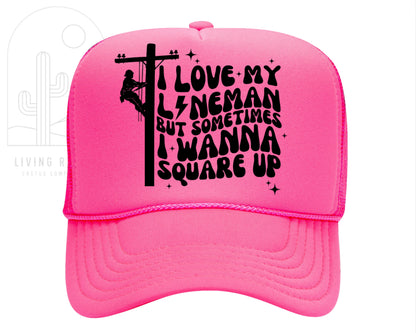 SQUARE UP LINEMAN TRUCKER HAT
