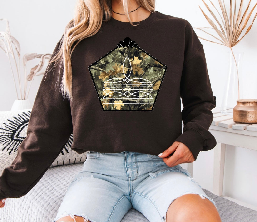 Camo Boot Stitch Crewneck