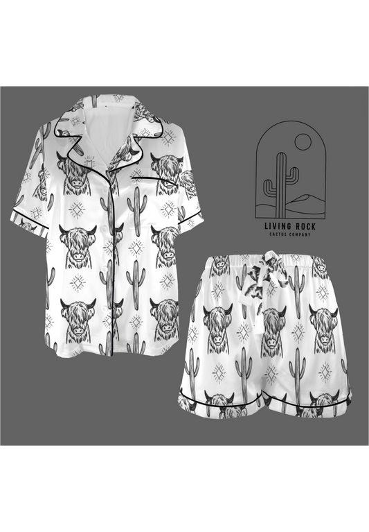 Satin PJ Set- Highland Cow