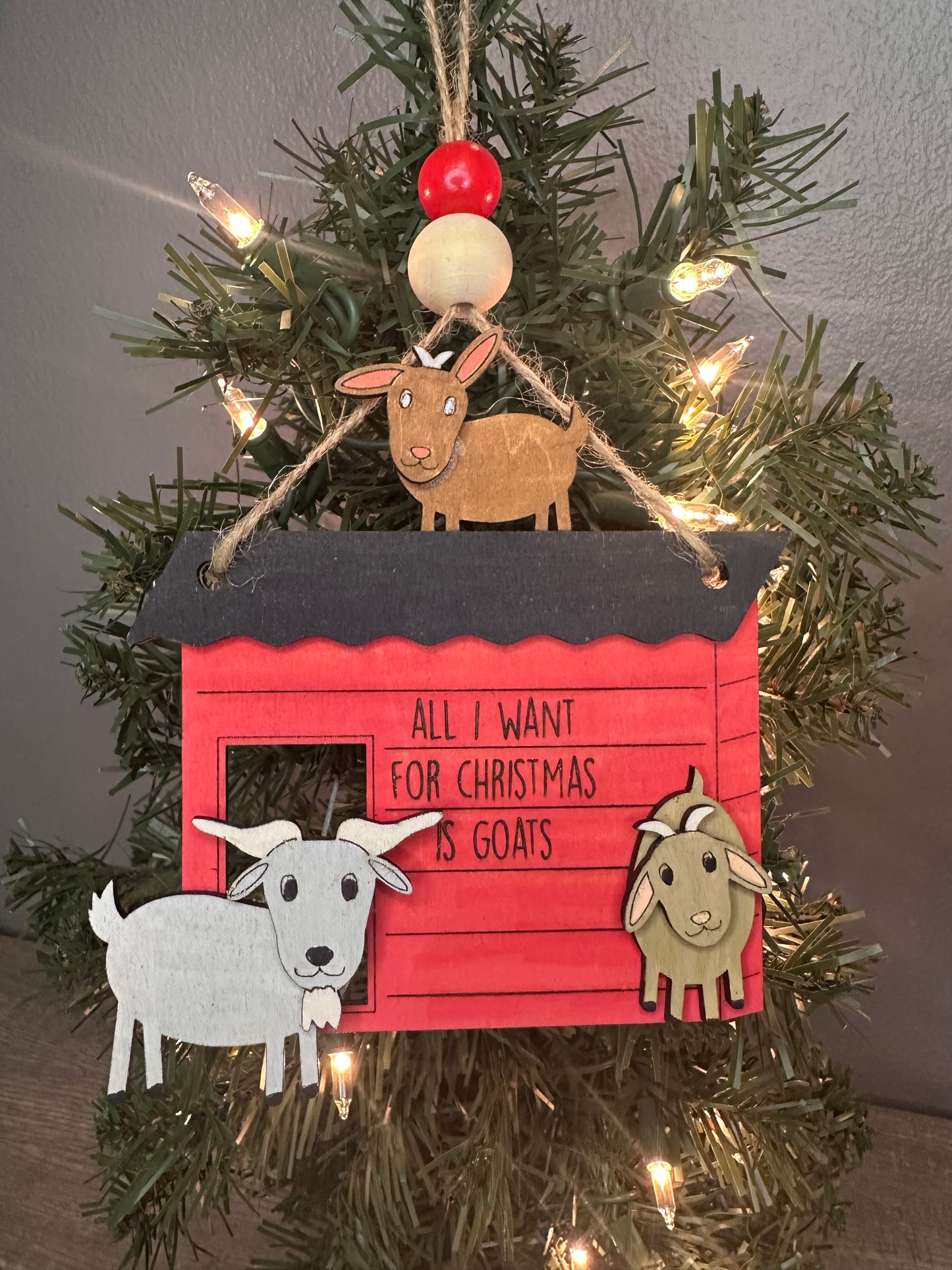 Red Goats for Christmas ornament