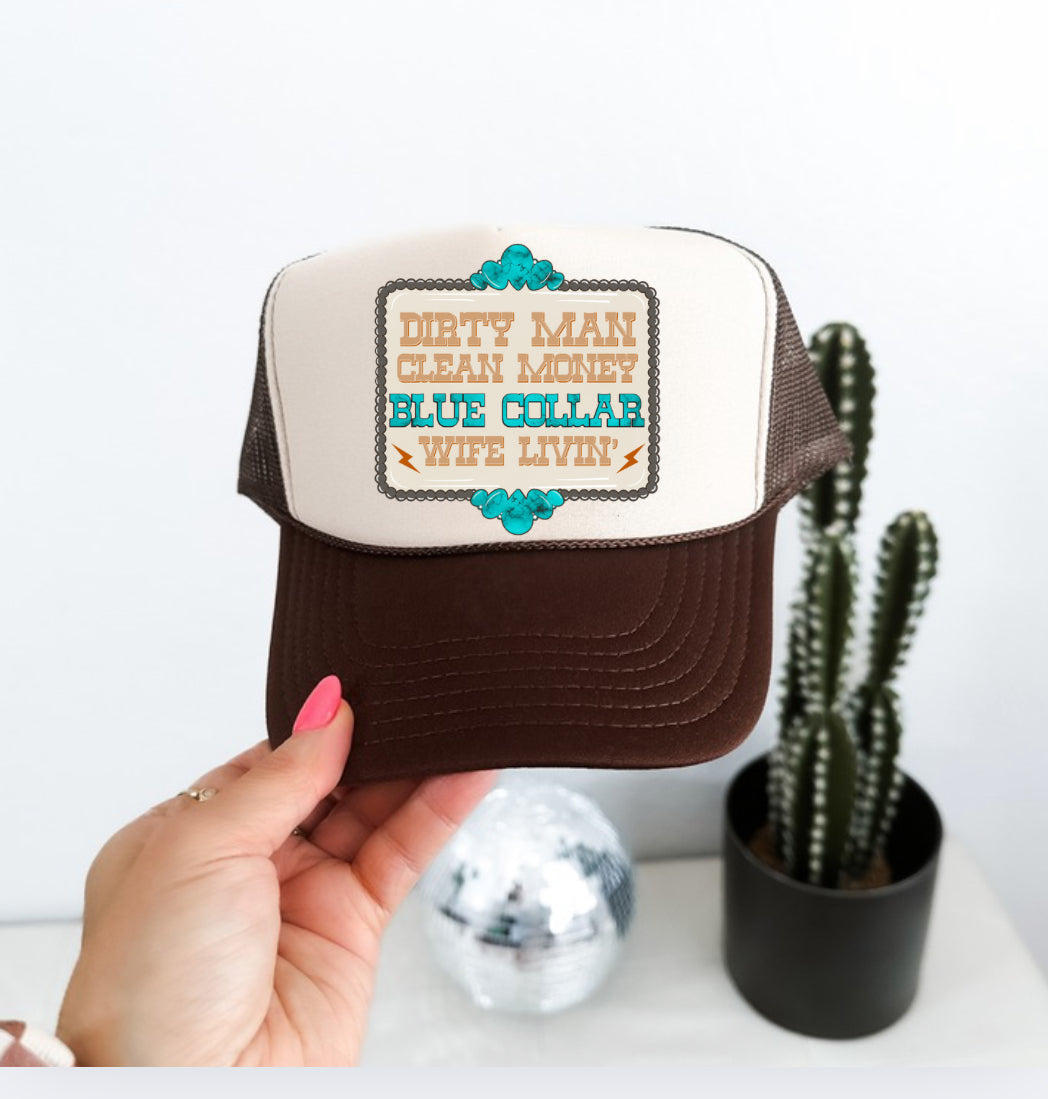 BLUE COLLAR WIFE LIVIN’ TRUCKER HAT