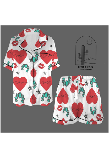 Satin PJ Set-Hearts
