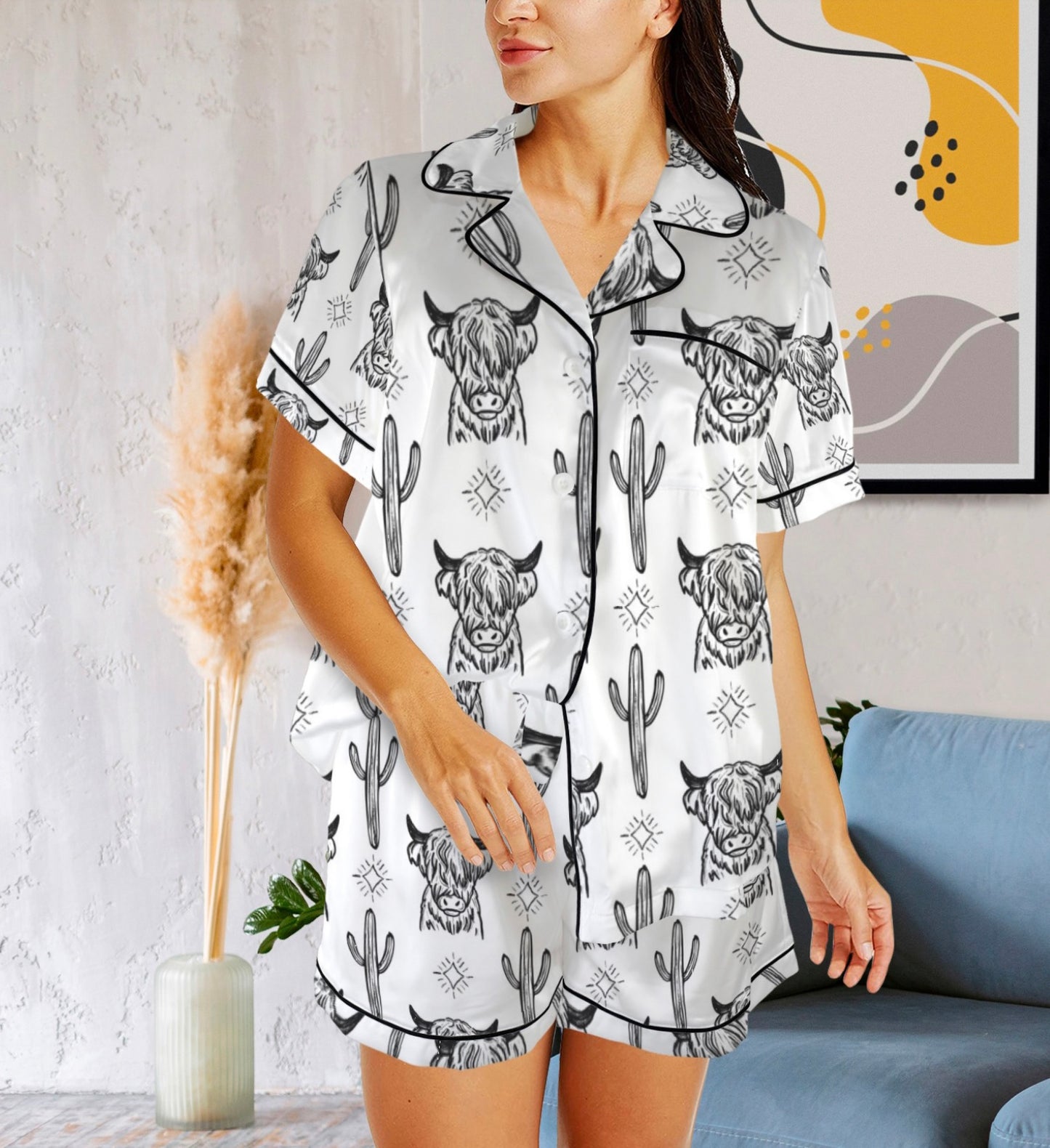 Satin PJ Set- Highland Cow