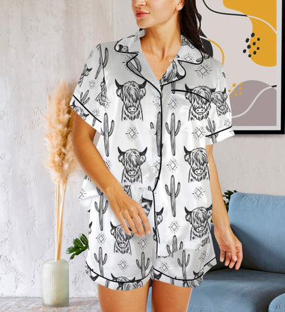 Satin PJ Set- Highland Cow