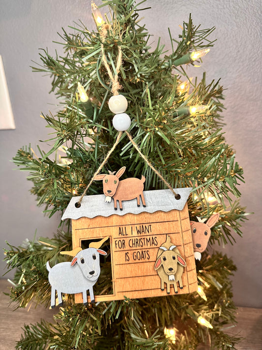 Goats for Christmas ornament