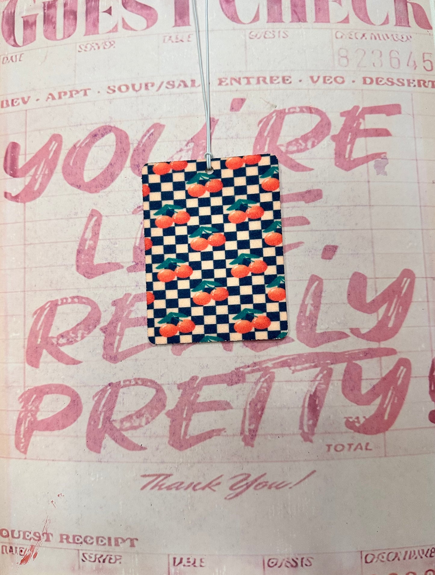 Checkered Cherries Car Freshie