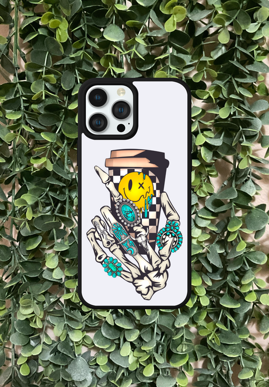 Retro Coffee Skull Hand Phone Case