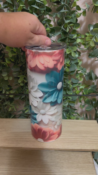 3D Flowers Tumbler