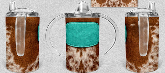 12 oz Cowhide w/ Name Tag Light Turquoise Tumbler